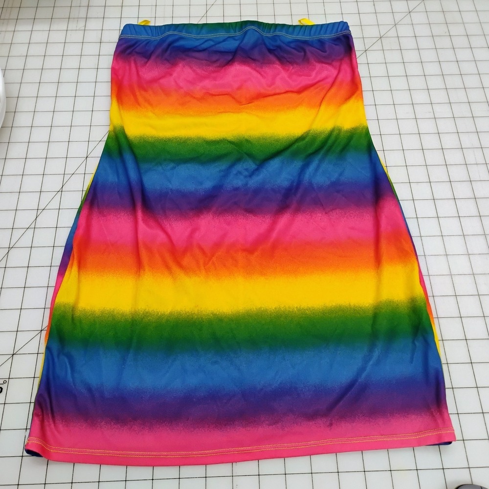 Adult HALLOWEEN Costume KANDI KID Medium DREAMGIRL 2 Piece Rainbow Colors - Picture 3 of 11